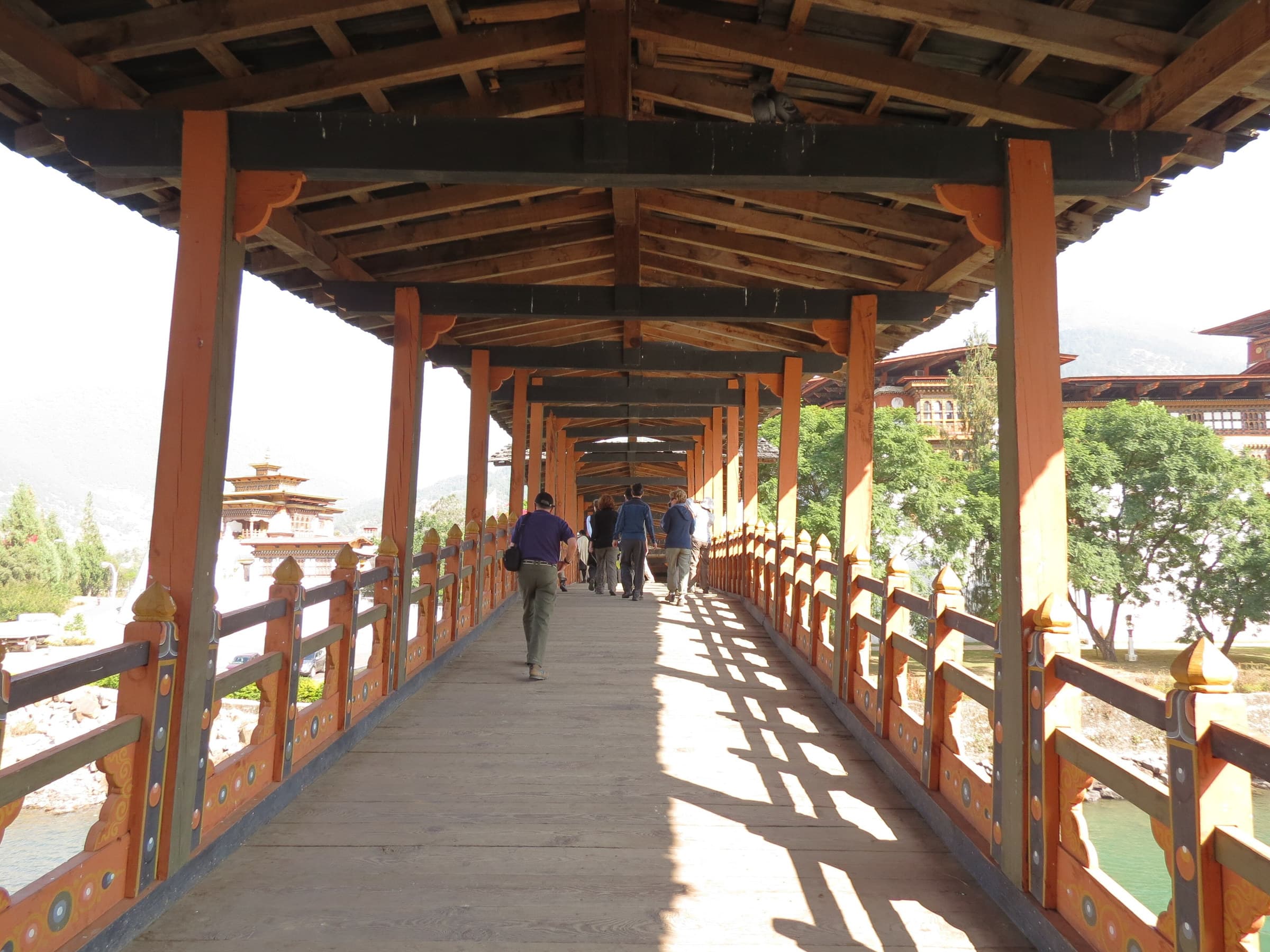 Punakha Cantilever Bridge & Dzong Approach in Bhutan